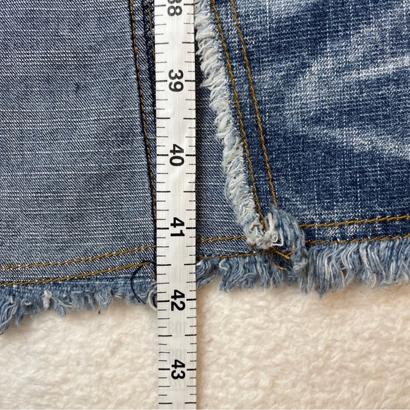 MOTO BLUES Jeans Skirt Split In Front RN 35320 Women's 13/14 Medium Wash Fringe - Picture 9 of 13